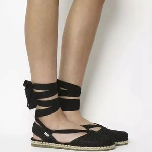 Toms Bella Crochet Lace Up Espadrille Sandals